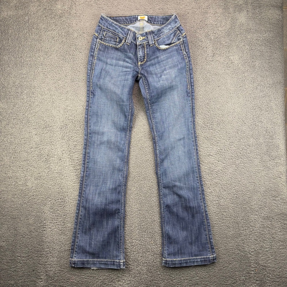 Antique Denim Womens Bootcut Jeans Blue Wash Size 25‎ Embellished Pockets